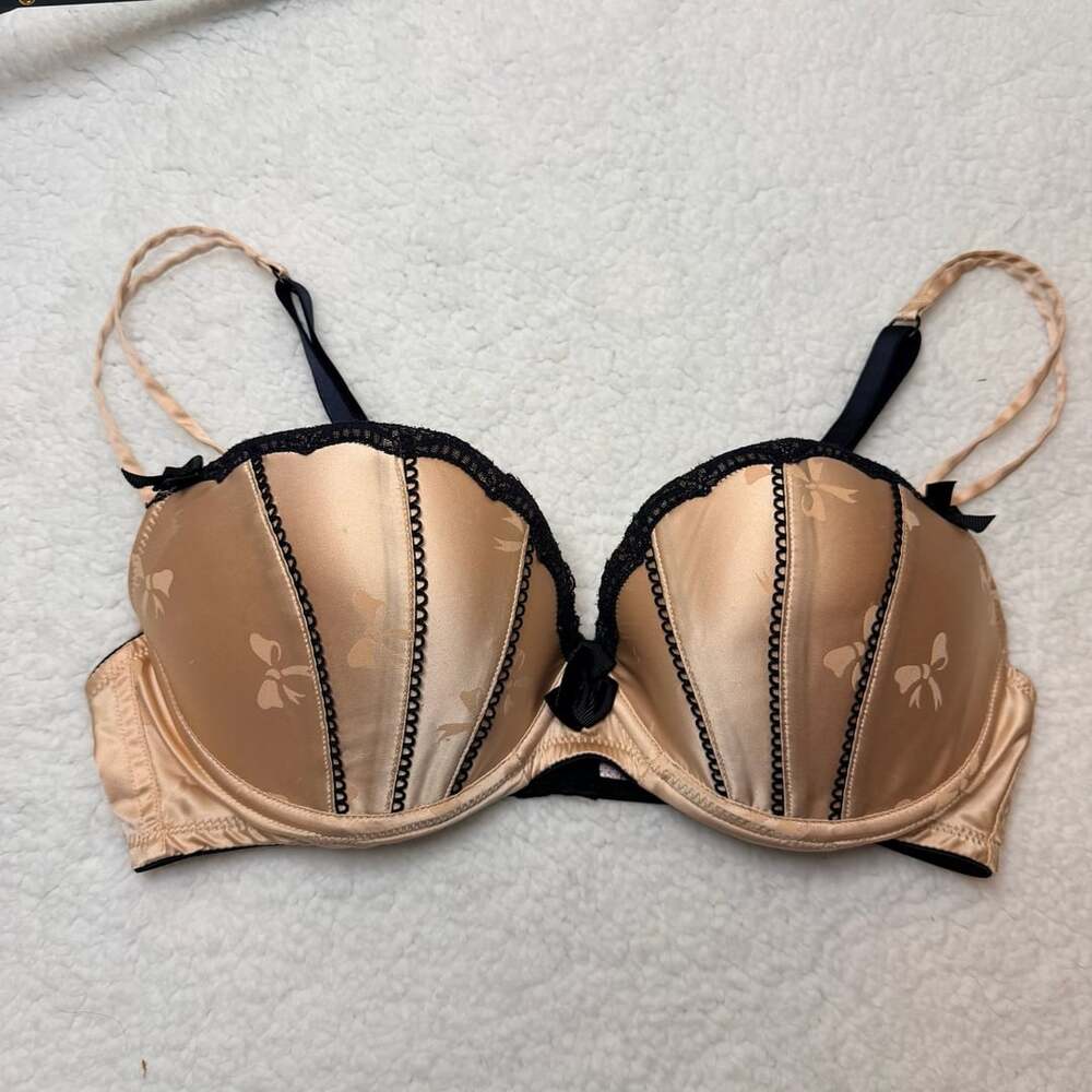 Victoria's Secret Bow Satin Push-Up Bra Gold 36C